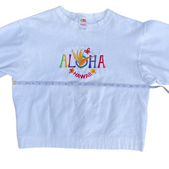 VTG Hawaii Aloha Bright Embroidered Cropped Crewneck Sweater - Picture 11 of 11